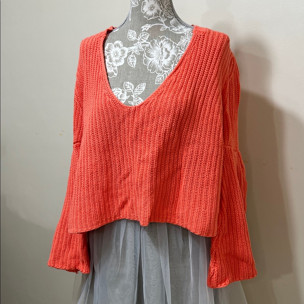 Free People Bell Sleeve V-Neck Sweater